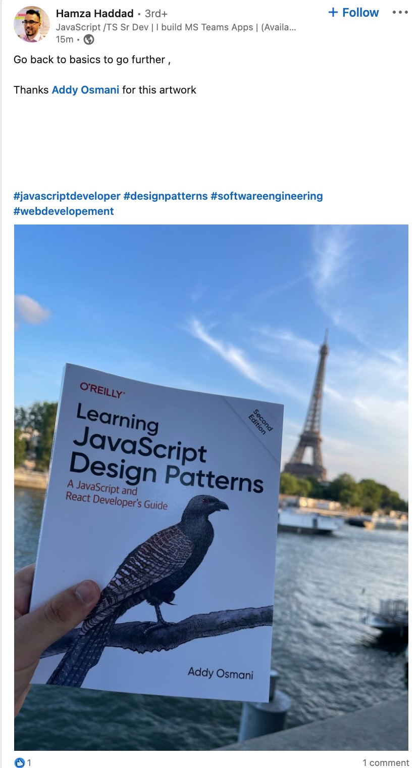 photo of learning javascript design patterns book