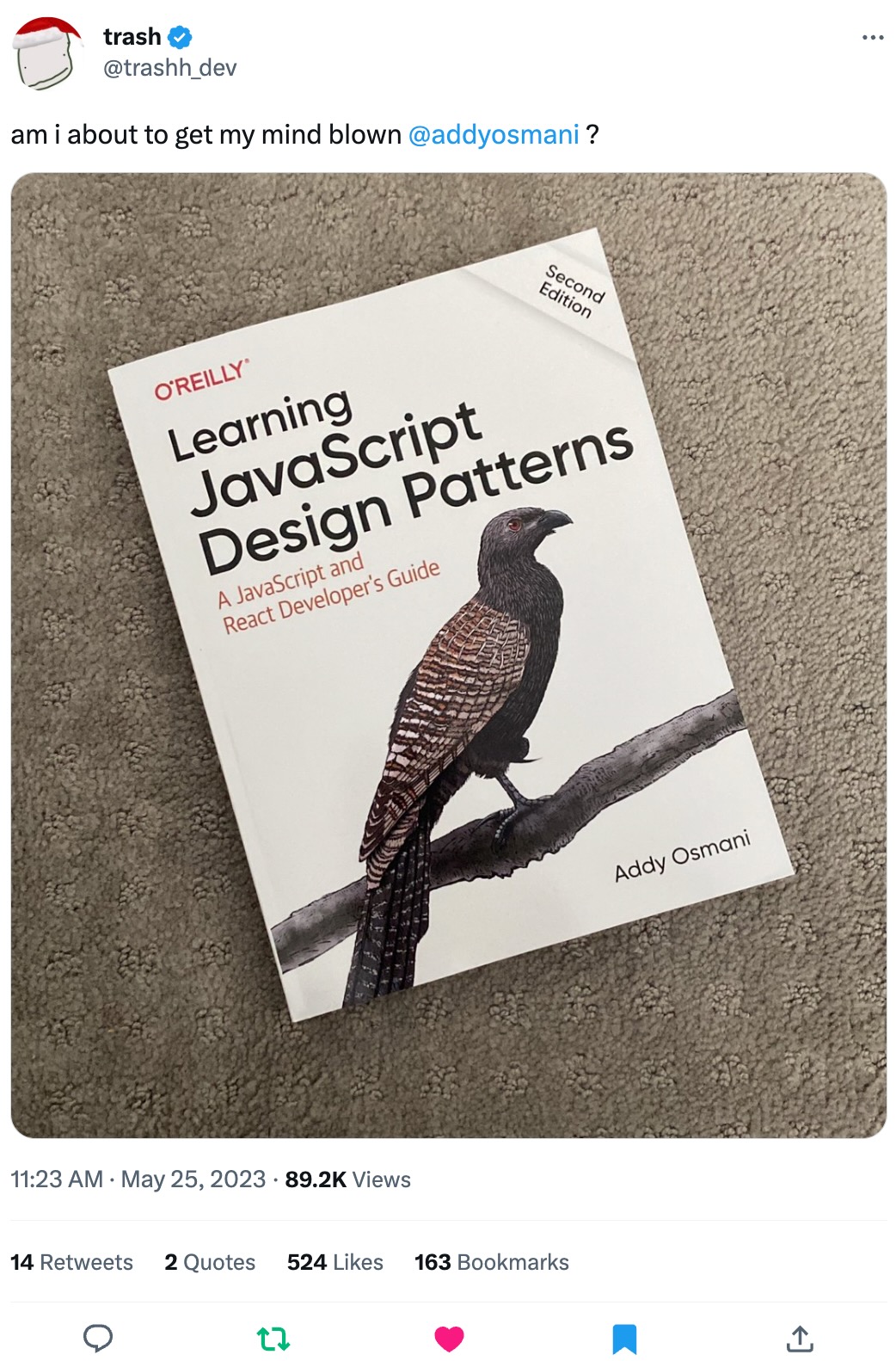 photo of learning javascript design patterns book